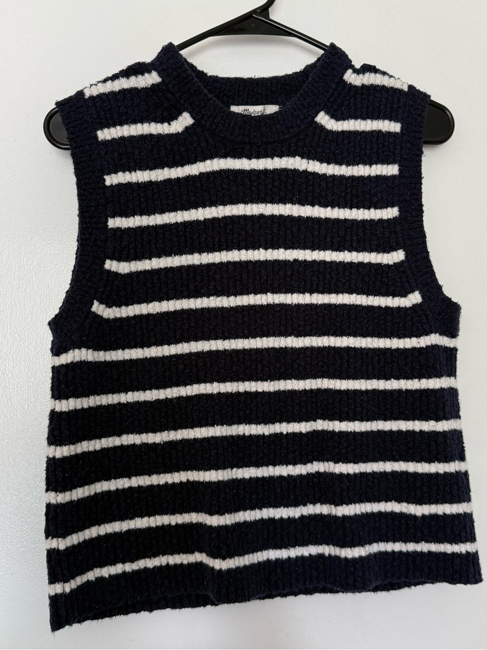 Madewell | Striped Knit Sleeveless Sweater Vest | Blue & White